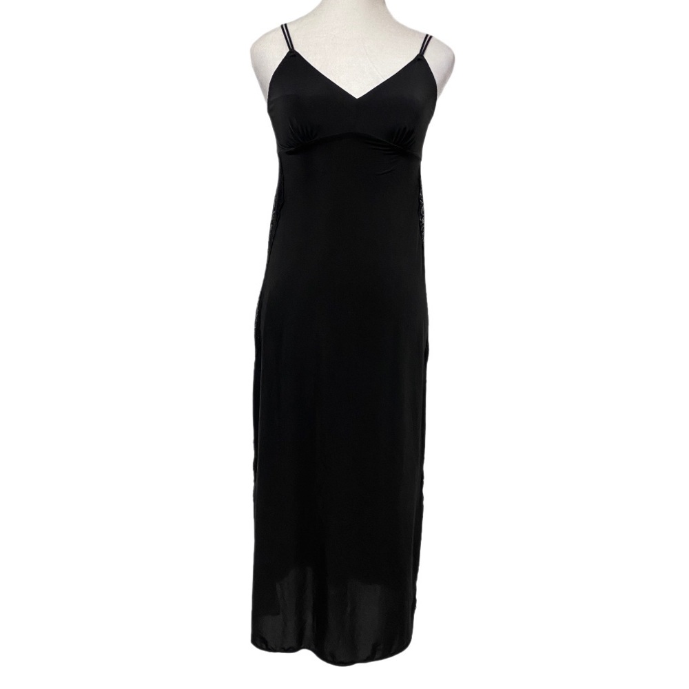 Vera Wang Midi Spaghetti Strap Slip Dress Lace Detailed Side Size M Whimsigoth